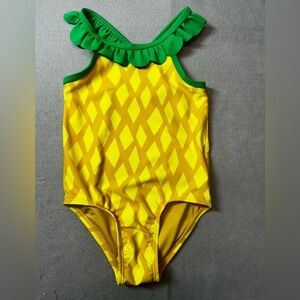 Old Navy adorable cross strap green/yellow pineapple one piece swimsuit- 3T